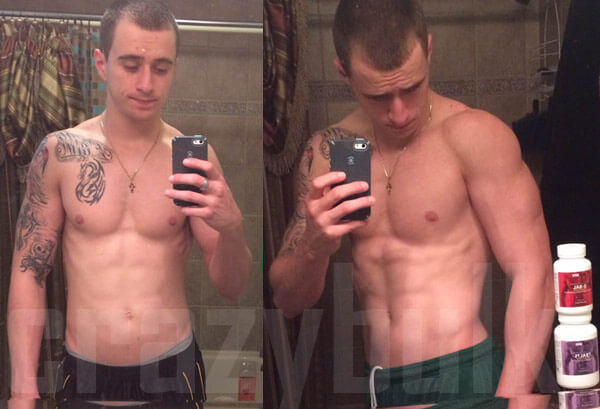 Brandon before and after shot when using d-bal from Crazy Bulk